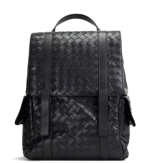 BOTTEGA VENETA Leather Intrecciato Back To School Backpack - Black