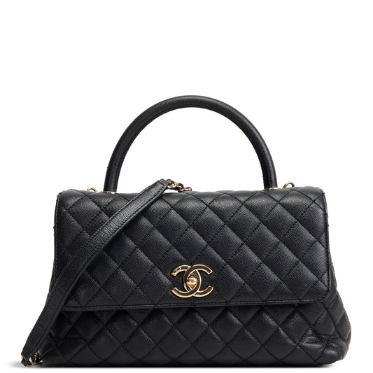 CHANEL Caviar Small Coco Top Handle Bag - Black OUTLET FINAL SALE